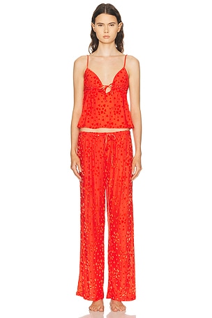 SKIMS Sheer Velvet Burnout Cami & Pant Set in Red