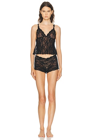 SKIMS Stretch Lace Triangle Cami And Short Set in Black