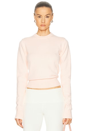 SKIMS Wool Cashmere Crewneck Sweater in Blush