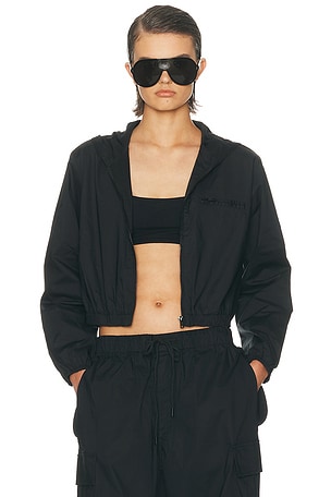 SKIMS Boyfriend Fleece Zip Up Hoodie in Black