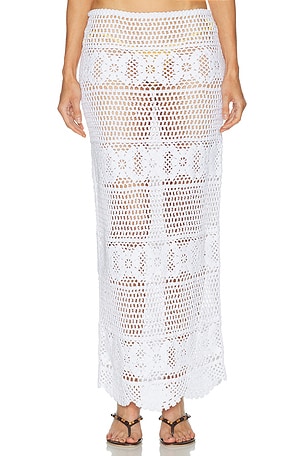 SKIMS Crochet Swim Long Skirt in White