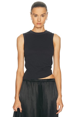 SKIMS Worn in Jersey High Crew Tank Top in Black