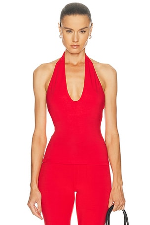 SKIMS Smooth Layers Halter Top in Red