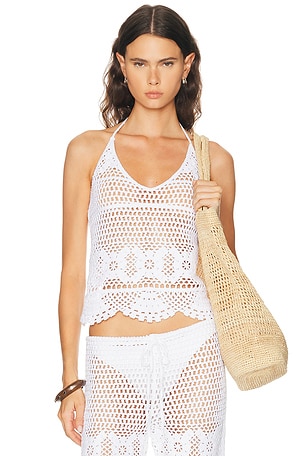 SKIMS Crochet Swim Cami Top in White