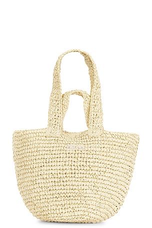 SKIMS Mini Tote Raffia Bag in Brown