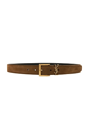 Saint Laurent Ceinture Boucle Vadim Passant Cassandre Belt in Brown