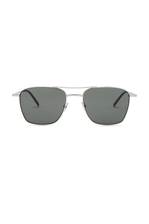 Saint Laurent SL Logo Pilot Sunglasses in Metallic Silver