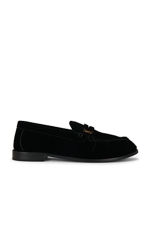 Saint Laurent Le Loafer Supple Ysl Pin in Black