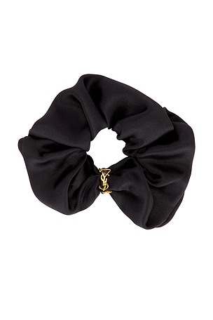 Saint Laurent Logo Scrunchie in Black