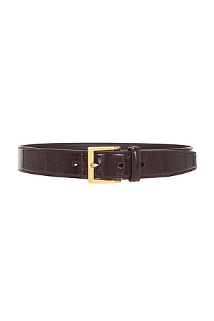 Saint Laurent Ceinture Eel Boucle Belt in Brown