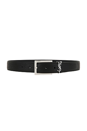 Saint Laurent Carree Passant Cassandre Ceinture Boucle Belt in Black