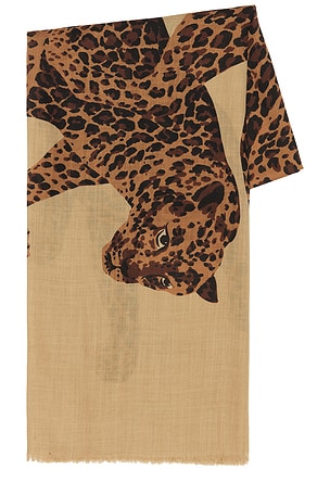 Saint Laurent Leopard Stole Scarf in Brown
