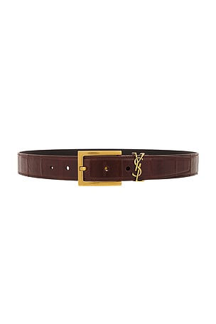 Saint Laurent Ceinture Boucle Carree Belt in Brown