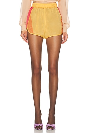 Saint Laurent Technical Jogger Short in Yellow,Pink