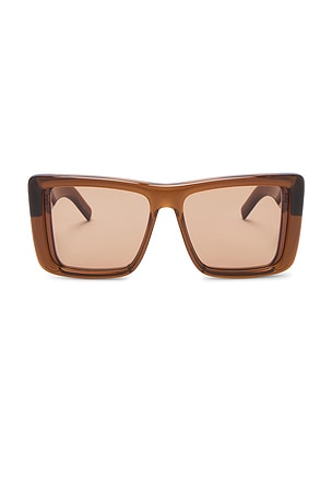Saint Laurent Vintage Logo Plump Rectangular Sunglasses in Brown