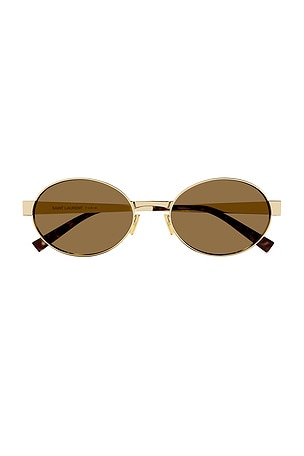 Saint Laurent Round Sunglasses in Metallic Gold