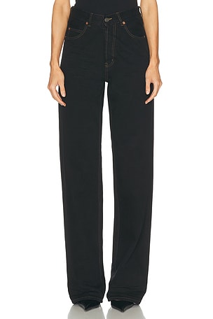 Saint Laurent V Waist Wide Leg in Black