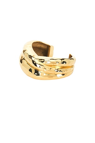 Saint Laurent Oversize MA Bracelet in Metallic Gold