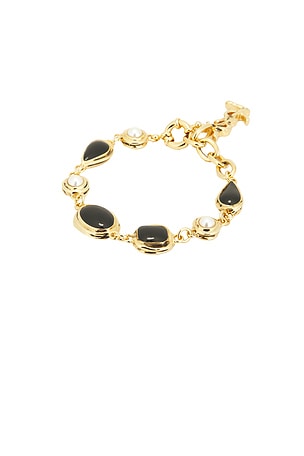 Saint Laurent YSL Cabochons Bracelet in Metallic Gold