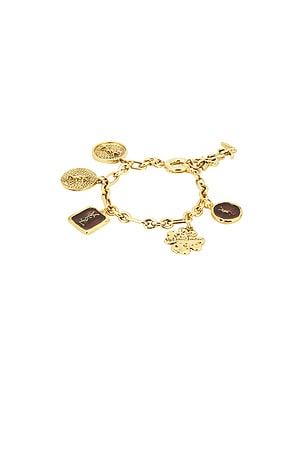 Saint Laurent YSL Charm Bracelet in Metallic Gold