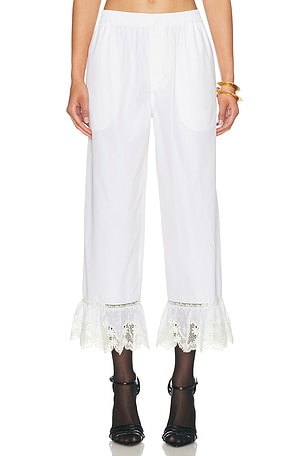Saint Laurent Cropped Straight Leg Pant in White