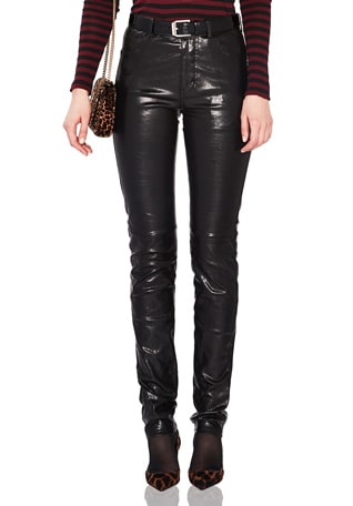 Mid Rise Leather Pants
