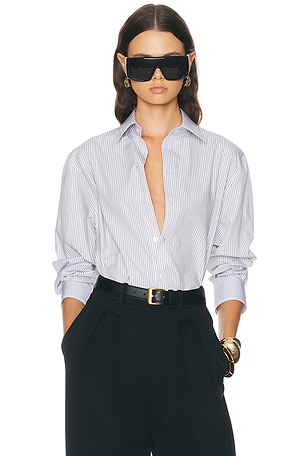 Saint Laurent Button Up Top in Black,White
