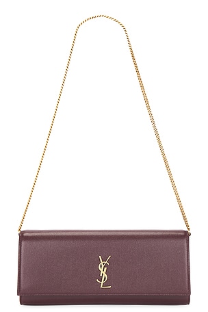 Saint Laurent Kate Chain Clutch in Burgundy