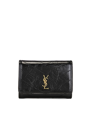 Saint Laurent Cuir Vintage Froisse Matelasse Wallet in Black