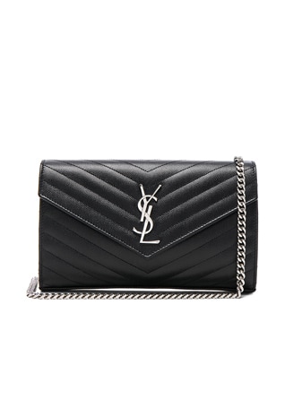 Saint Laurent Monogramme Chain Wallet Bag in Black