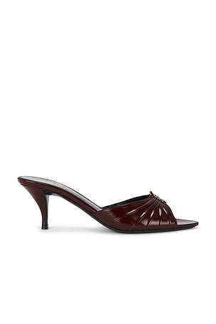 Saint Laurent Babylone Mule Sandal in Burgundy