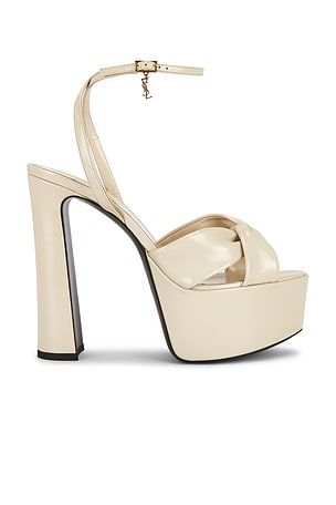 Saint Laurent Franciane Platform Sandal in Cream