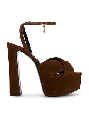 Saint Laurent Franciane Platform Sandal in Brown