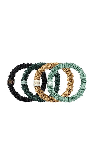 slip Pure Silk Skinny Scrunchie Ornament Set Of 4 in Green