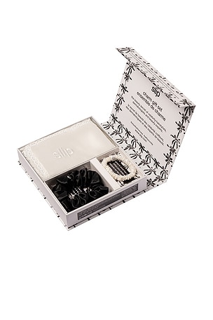 slip Pure Silk Queen Gift Set With Lace Trim in Cream