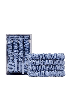 slip Pure Silk Skinny Scrunchies Set Of 4 in Baby Blue