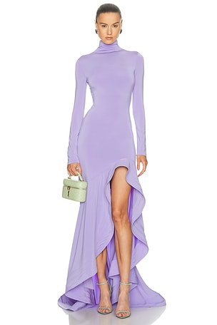 Stella McCartney Crepe Jersey Frill Cocktail Dress in Lavender