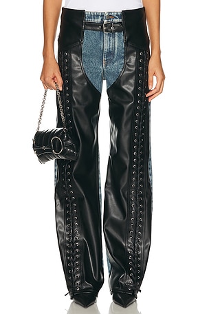 Stella McCartney Laced Denim Chap in Blue, Black
