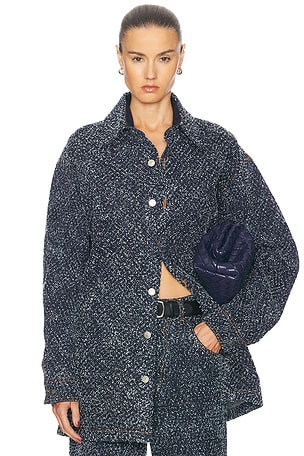 Stella McCartney Boucle Denim Overshirt in Denim-Dark