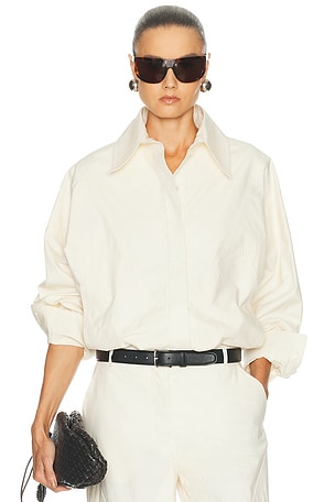 Stella McCartney Washed Cotton Sporty Bomber Jacket in Ivory