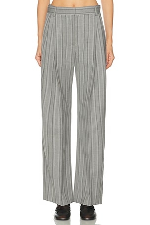 Stella McCartney Stripe Tailoring Straight Trouser in Grey