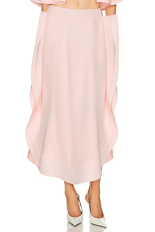 Stella McCartney Silk Frill Detail Maxi Skirt in Pink