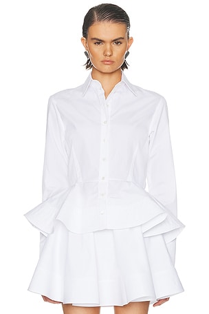 Stella McCartney Poplin Peplum Top in White
