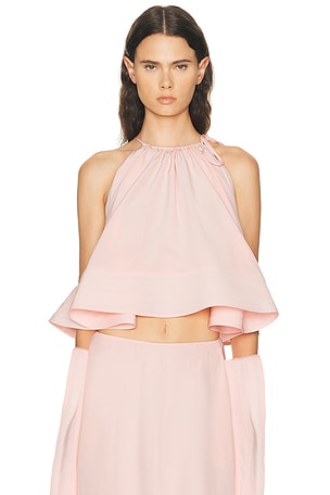 Stella McCartney Silk Sleeveless Frill Top in Pink