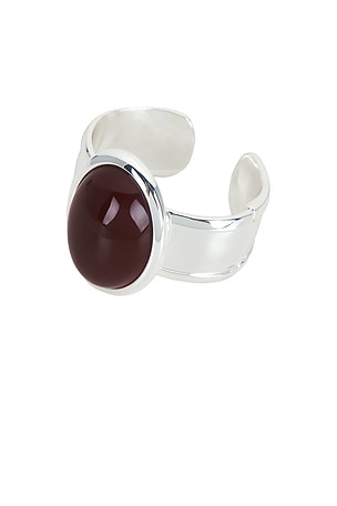 SAME Stone Cuff Bracelet in Burgundy,Metallic Silver