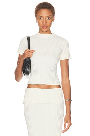 SAME Ribbed Knit Top in Cream