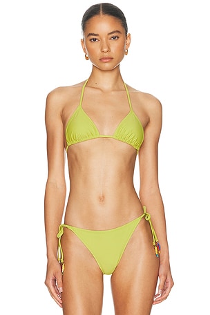Solid & Striped The Iris Bikini Top in Green