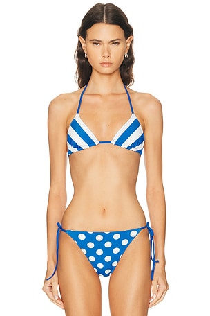 Solid & Striped The Iris Reversible Bikini Top in Blue
