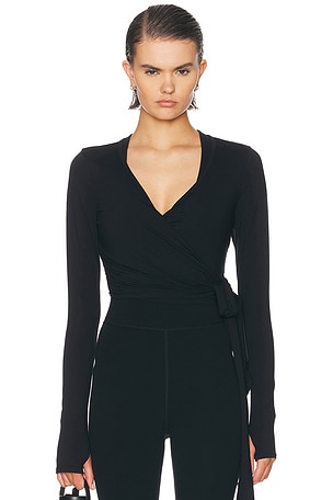 Splits59 Bella Ariweight Lite Wrap Top in Black