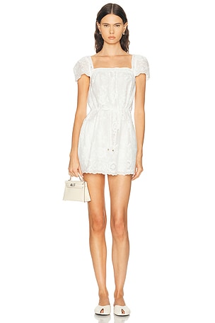 self-portrait Ramie Mini Dress in White